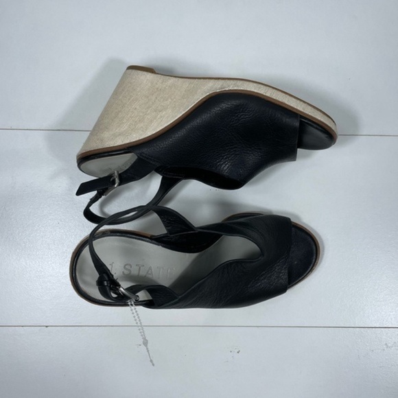 I State Genna Black Leather Upper Wedged Sandals - Picture 14 of 17